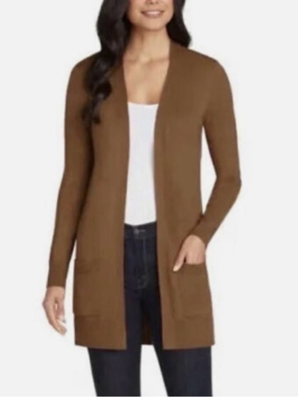 Womens Matty M Chenille Cardigan Tobacco Brown Size M